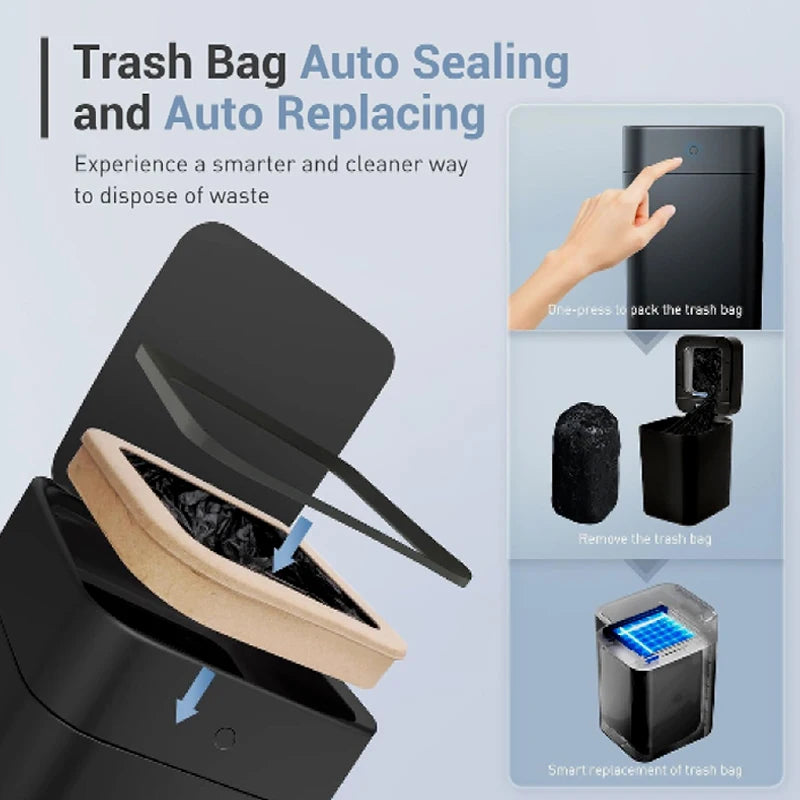 TOWNEW T1S 4.1 gallon smart trash can, self sealing automatic conversion, motion sensor, black